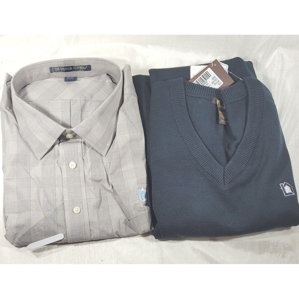 Lansing Building Products Men's Harriton Vest & Devon & Jones Shirt - Sz 3XL